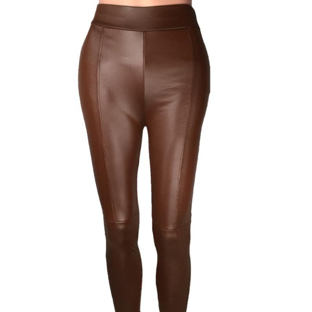 Coffee - CUHAKCI Fashion Leather Patchwork Leg…(2)